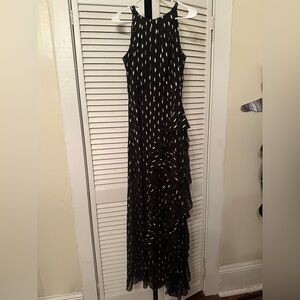 Betsy & Adam black and gold high neck dress